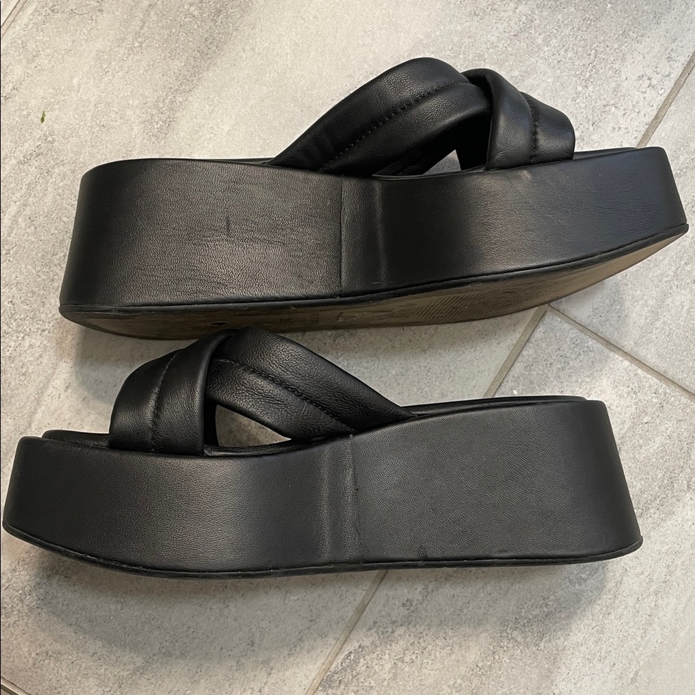I’intervalle Platform black platform slide sandals Size 38 (7.5/8) - Picture 3 of 11